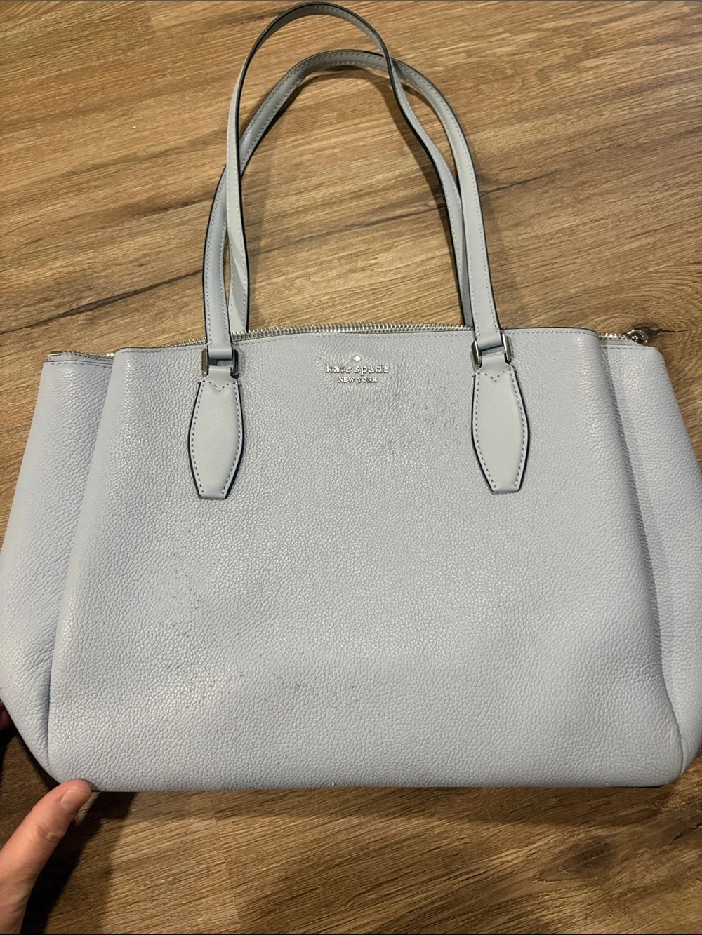 kate spade Light blue Pebbled Leather Tote